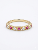 14K YELLOW GOLD DIAMOND & RUBY BAND