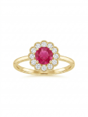 14K YELLOW GOLD DIAMOND & RUBY RING