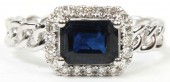 14K WHITE GOLD .19CTW DIAMOND .99CTW SAPPHIRE RING