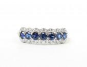 14K White Gold 3/8Ctw Diamond 3/4Ctw Sapphire Ring