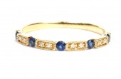 14K YELLOW GOLD DIAMOND AND SAPPHIRE BAND