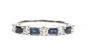 14K WHITE GOLD SAPPHIRE AND DIAMOND BAND