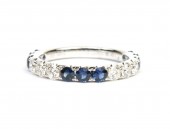 14K WHITE GOLD DIAMOND AND SAPPHIRE BAND