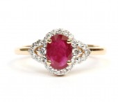 14K WHITE GOLD DIAMOND AND RUBY RING