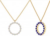 18K YELLOW GOLD DIAMOND AND SAPPHIRE REVERSIBLE CIRCLE PENDANT