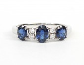 14K WHITE GOLD DIAMOND AND SAPPHIRE RING