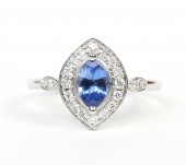 14K WHITE GOLD DIAMOND AND SAPPHIRE RING