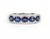 14K WHITE GOLD DIAMOND AND SAPPHIRE RING