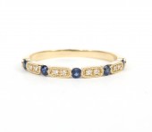 14K YELLOW GOLD DIAMOND AND SAPPHIRE STACKABLE RING