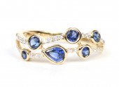 14K YELLOW GOLD DIAMOND AND SAPPHIRE RING