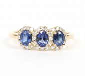 14K YELLOW GOLD DIAMOND AND SAPPHIRE RING