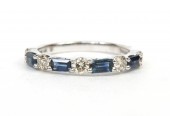 14K WHITE GOLD DIAMOND & SAPPHIRE BAND