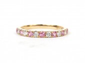 14K YELLOW GOLD DIAMOND & PINK SAPPHIRE BAND