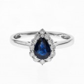 10K WHITE GOLD DIAMOND AND BLUE SAPPHIRE RING
