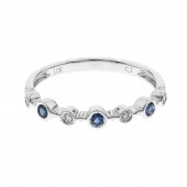 10K WHITE GOLD DIAMOND AND SAPPHIRE BAND