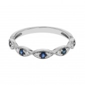 14K WHITE GOLD DIAMOND AND SAPPHIRE RING