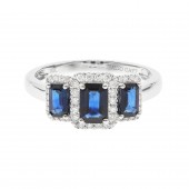 14K WHITE GOLD DIAMOND AND SAPPHIRE RING