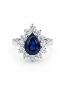 14K WHITE GOLD DIAMOND AND SAPPHIRE RING