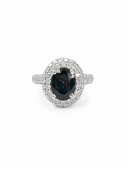 18K WHITE GOLD DIAMOND & SAPPHIRE RING