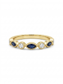 14K YELLOW GOLD DIAMOND & SAPPHIRE BAND