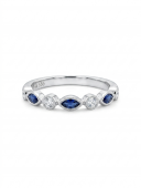 14K WHITE GOLD DIAMOND & SAPPHIRE BAND