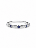 14K WHITE GOLD DIAMOND & SAPPHIRE BAND