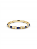 14K YELLOW GOLD DIAMOND & SAPPHIRE BAND