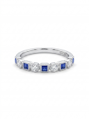 14K WHITE GOLD DIAMOND & SAPPHIRE BAND