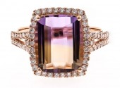 10K ROSE GOLD DIAMOND AND AMETRINE RING