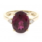 14K YELLOW GOLD DIAMOND AND TOURMALINE RING