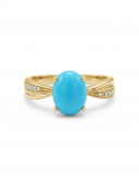 14K YELLOW GOLD DIAMOND AND TURQUOISE RING