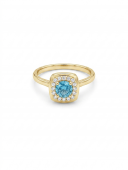 14K YELLOW GOLD DIAMOND & BLUE ZIRCON RING