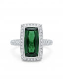 PLATINUM DIAMOND & GREEN TOURMALINE RING