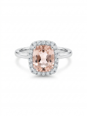 14K WHITE GOLD DIAMOND & MORGANITE RING