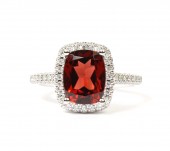 14K WHITE GOLD 1/5CTW DIAMOND 2.54CT GARNET