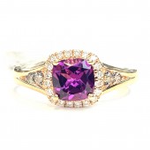 10K ROSE GOLD DIAMOND AND RHODOLITE GARNET RING