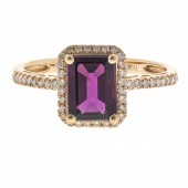 10K YELLOW GOLD DIAMOND AND RHODOLITE GARNET RING