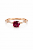 14K ROSE GOLD DIAMOND AND RHODOLITE GARNET RING