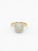 14K YELLOW GOLD DIAMOND & OPAL RING