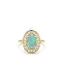 14K YELLOW GOLD DIAMOND & OPAL RING