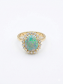 14K YELLOW GOLD DIAMOND & OPAL RING