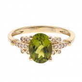 10K YELLOW GOLD DIAMOND AND PERIDOT RING