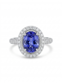 14K WHITE GOLD DIAMOND & TANZANITE RING