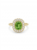 14K YELLOW GOLD DIAMOND & TSAVORITE RING