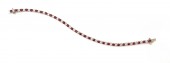 14K YELLOW & WHITE GOLD DIAMOND & RUBY TENNIS BRACELET