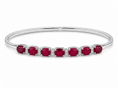 14K WHITE GOLD DIAMOND & RUBY FLEXIBLE BANGLE