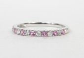 14K WHITE GOLD DIAMOND & PINK SAPPHIRE BAND