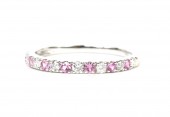 14K WHITE GOLD DIAMOND & PINK SAPPHIRE BAND