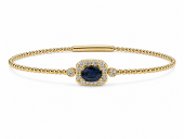 14K YELLOW GOLD DIAMOND & SAPPHIRE FLEXIBLE BANGLE