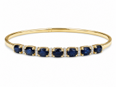 14K TWO TONE DIAMOND & SAPPHIRE FLEXIBLE BANGLE